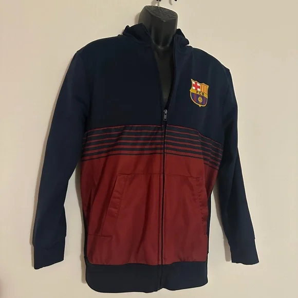 FCB Barca Soccer Warmup Jacket Medium 100% polyester AUTHENTIC gently worn - Picture 1 of 3